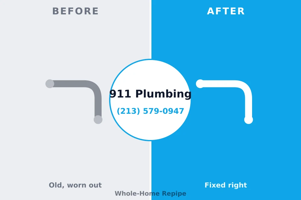 Before and after: plumbing repair Paola, KS
